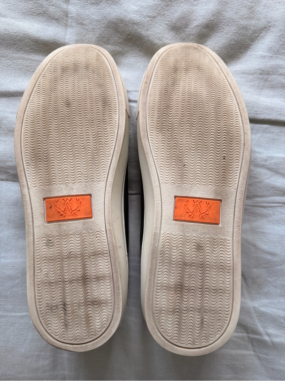 Martin Dingman Men's Black Leather Sneakers with White Soles and Orange Lining - Picture 5 of 5